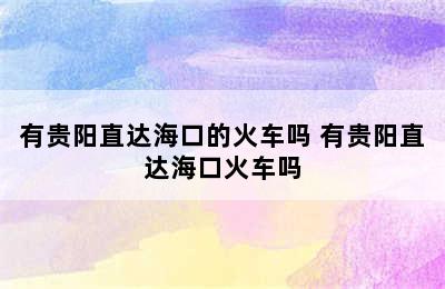 有贵阳直达海口的火车吗 有贵阳直达海口火车吗